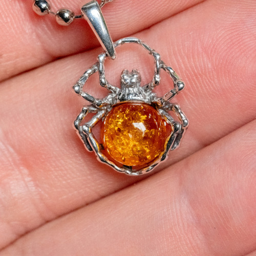 Baltic Amber Spider Silver Pendant #3