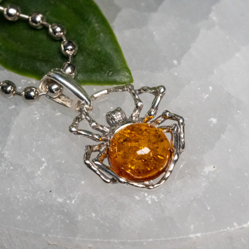 Baltic Amber Spider Silver Pendant #3