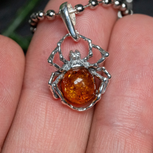 Baltic Amber Spider Silver Pendant #2