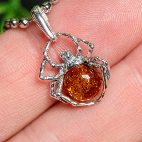 Baltic Amber Spider Silver Pendant #2