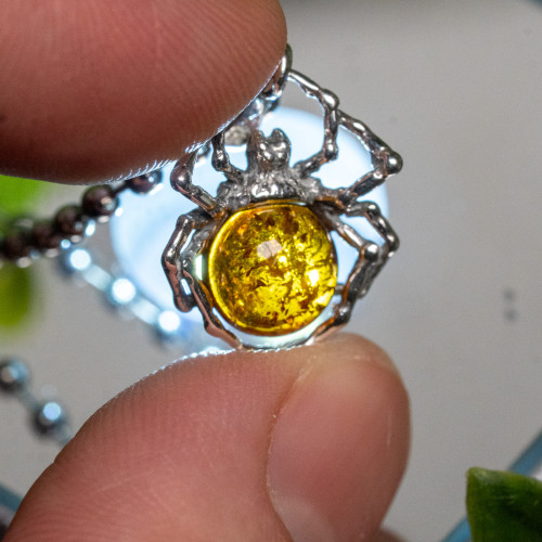 Baltic Amber Spider Silver Pendant #2
