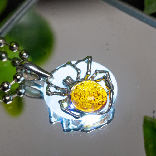 Baltic Amber Spider Silver Pendant #2