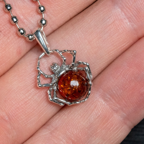 Baltic Amber Spider Silver Pendant #1