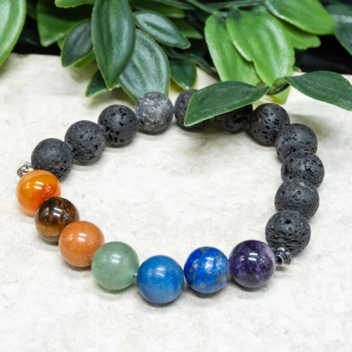Chakra Lava Rock Bracelet 10mm