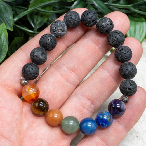 Chakra Lava Rock Bracelet 10mm