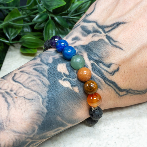 Chakra Lava Rock Bracelet 10mm