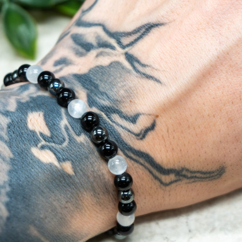 Selenite, Obsidian, Hematite Bracelet 6mm