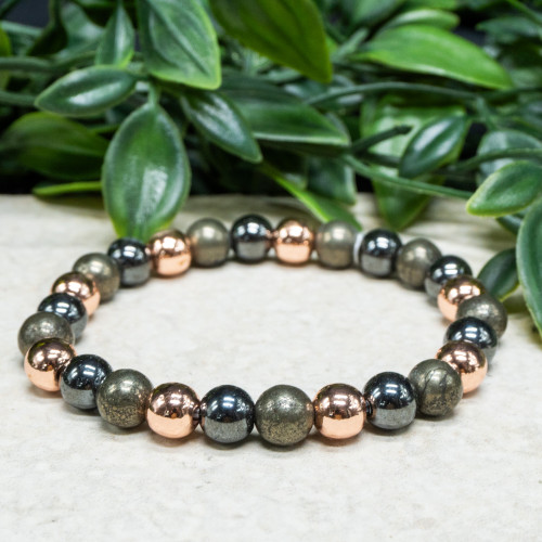 Copper, Pyrite, Hematite Bracelet 8mm