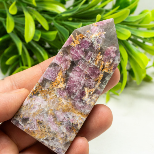 Pink Tourmaline in Quartz with Lepidolite Tower #6