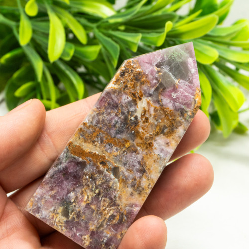 Pink Tourmaline in Quartz with Lepidolite Tower #6