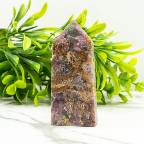 Pink Tourmaline in Quartz with Lepidolite Tower #6