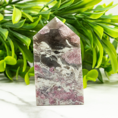 Pink Tourmaline in Quartz with Lepidolite Tower #5