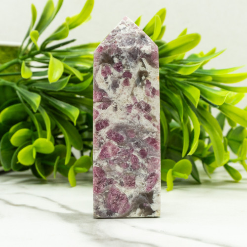 Pink Tourmaline in Quartz with Lepidolite Tower #4