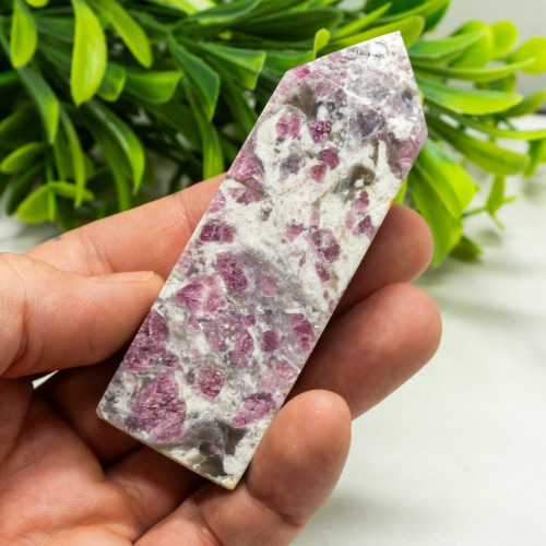 Pink Tourmaline in Quartz with Lepidolite Tower #4