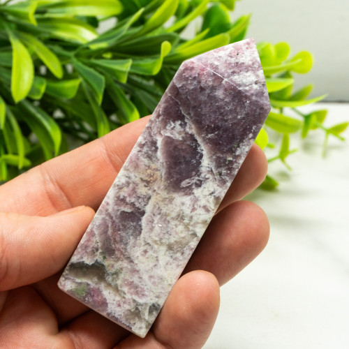 Pink Tourmaline in Quartz with Lepidolite Tower #4