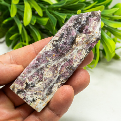 Pink Tourmaline in Quartz with Lepidolite Tower #3