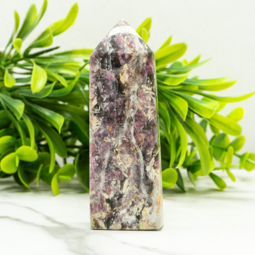 Pink Tourmaline in Quartz with Lepidolite Tower #3