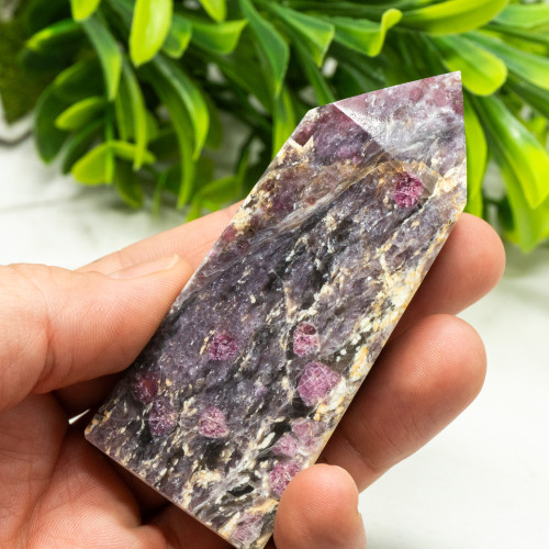 Pink Tourmaline in Quartz with Lepidolite Tower #2