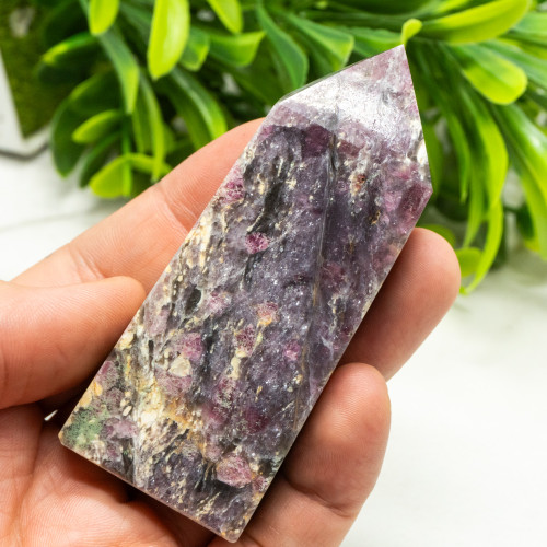 Pink Tourmaline in Quartz with Lepidolite Tower #2