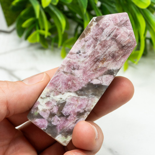Pink Tourmaline in Quartz with Lepidolite Tower #1