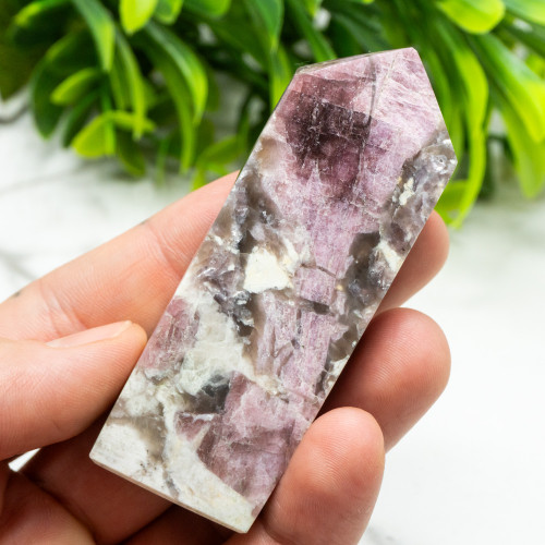 Pink Tourmaline in Quartz with Lepidolite Tower #1