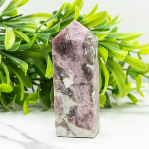 Pink Tourmaline in Quartz with Lepidolite Tower #1