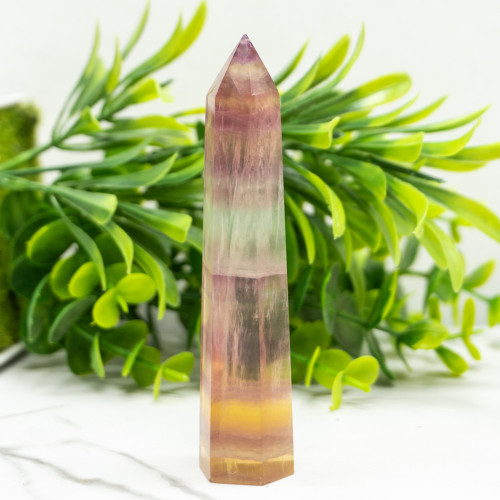Large Rainbow Fluorite Tower #6