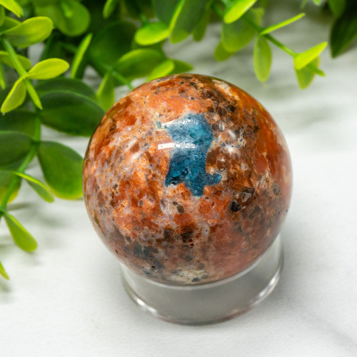 Orange Calcite & Blue Apatite Sphere #1