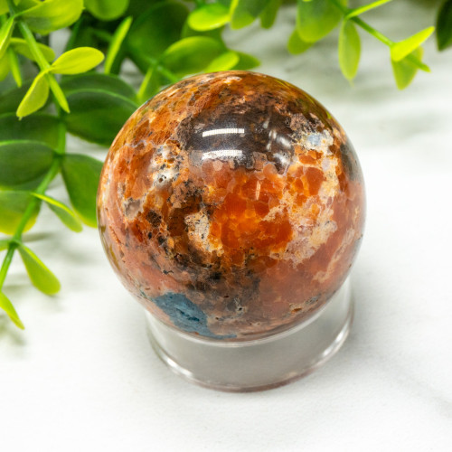 Orange Calcite & Blue Apatite Sphere #1