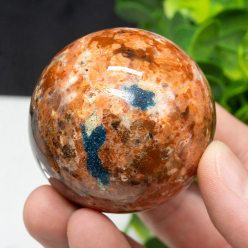 Orange Calcite & Blue Apatite Sphere #1