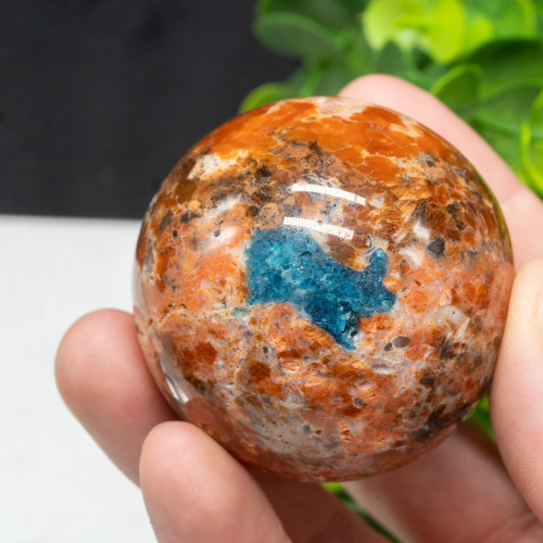 Orange Calcite & Blue Apatite Sphere #1