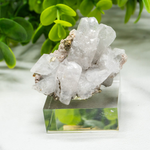 Mangano Calcite (UV) with Pyrite on Stand #1