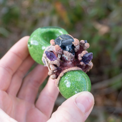 Isua Skull with Imperial Topaz and Amethyst Smoking Bowl
