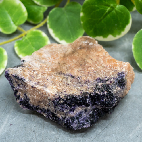 Purple Fluorite on Orange Calcite #3