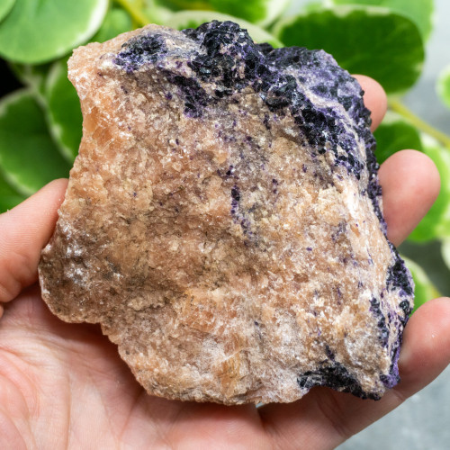 Purple Fluorite on Orange Calcite #3