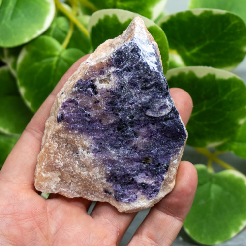 Purple Fluorite on Orange Calcite #1