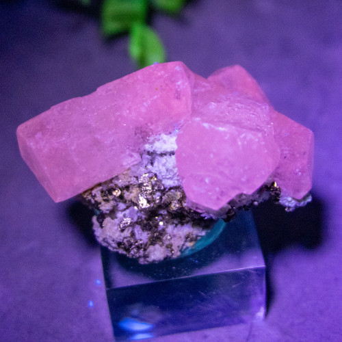 Mangano Calcite on Pyrite on stand #4