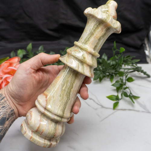 XL Green Onyx Queen Chess Piece