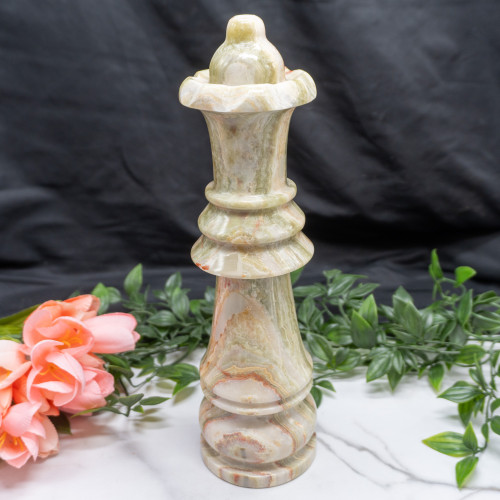 XL Green Onyx Queen Chess Piece