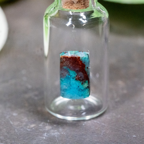Red Cuprite & Chrysocolla Vial Jar Necklace #1