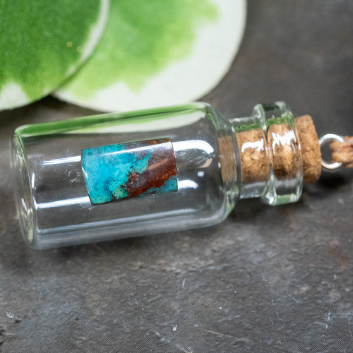 Red Cuprite & Chrysocolla Vial Jar Necklace #1