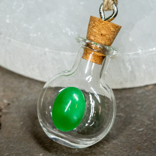 Chrysoprase Vial Jar Necklace #1