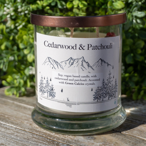 Cedarwood & Patchouli Green Calcite Candle