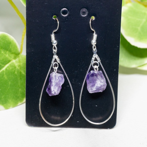 Amethyst Oval Hoop Earrings