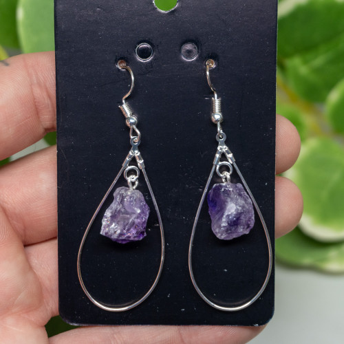 Amethyst Oval Hoop Earrings