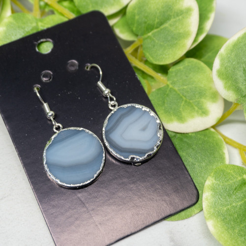 Agate Silver Coated Earrings