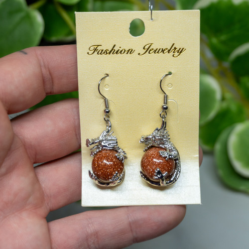 Goldstone Dragon Earrings