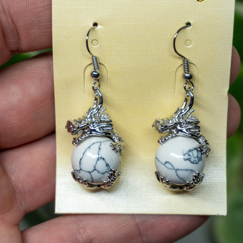 Howlite Dragon Earrings