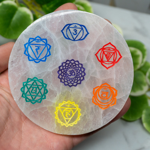 Selenite Colored Chakra Plate