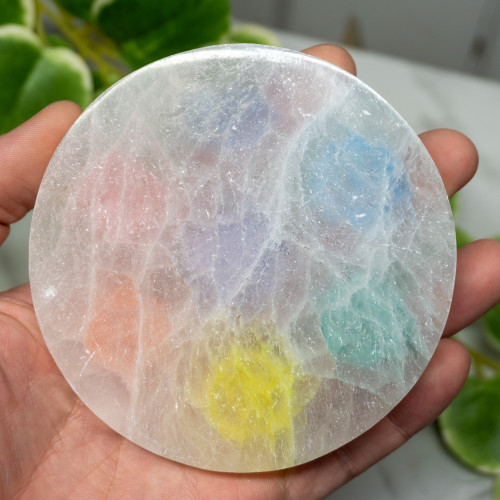 Selenite Colored Chakra Plate